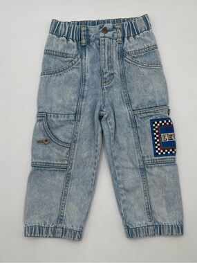 Vintage 80s 90s Little Levis Denim Jeans Kids Toddler Size 3T Cargo Checkered